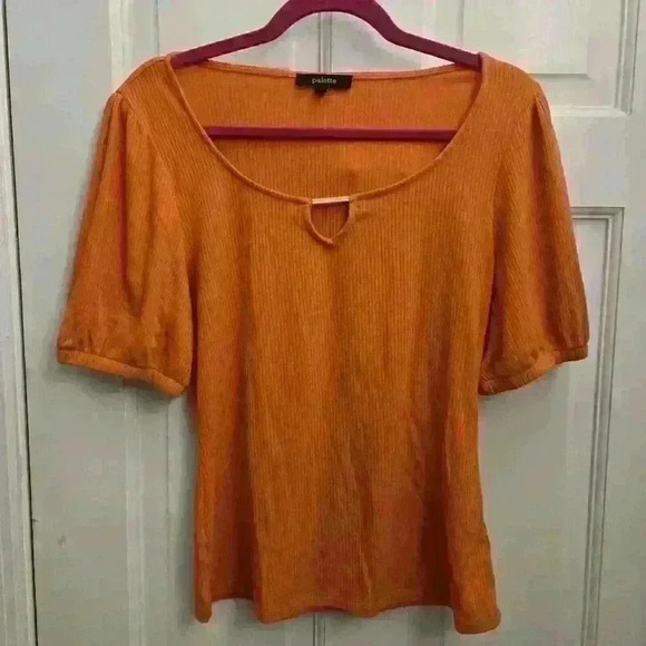 palette Tops - Orange Palette Top With GOLD Neckline accent,Size L